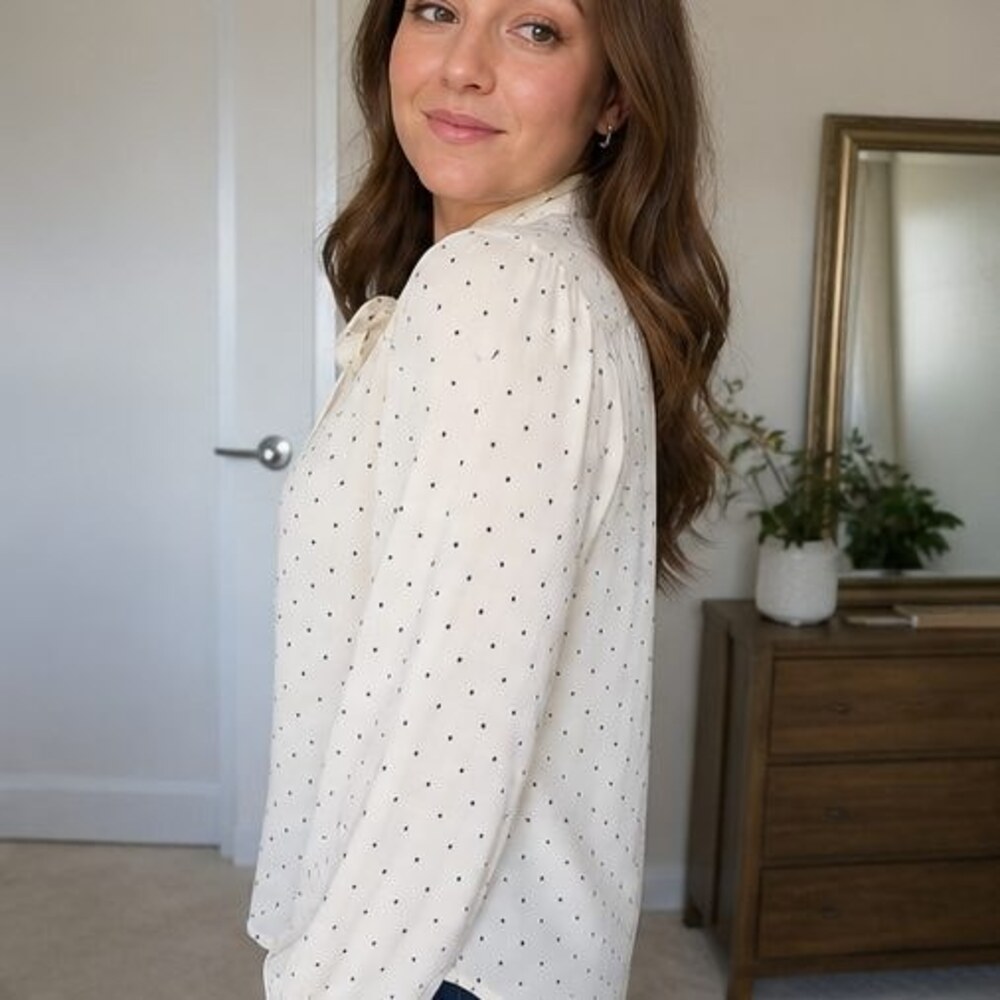 Taupe Ruffle Blouse - Picture 3 of 6